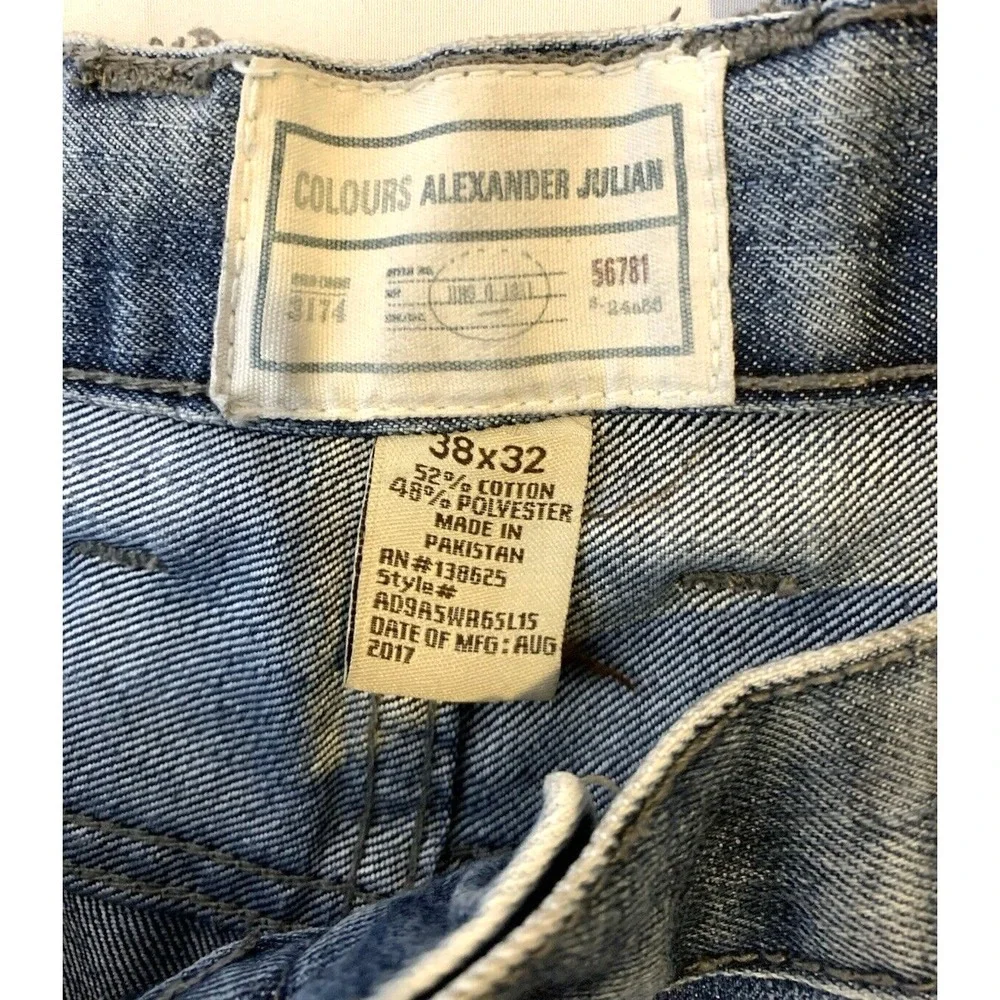 Colours Alexander Julian Jeans Men Blue Straight Leg 38x31‎ Acid Wash